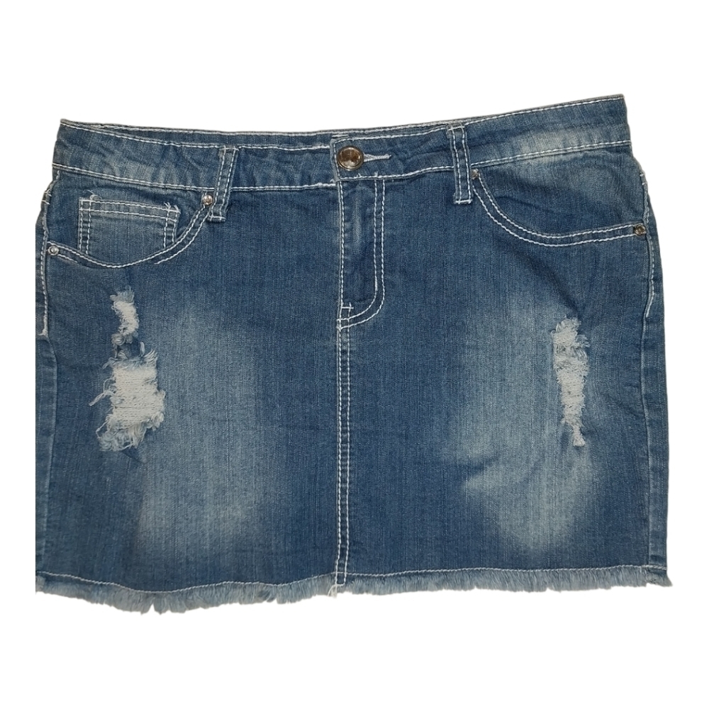 Rue21 Distressed Jean‎ Skirt size 7/8.